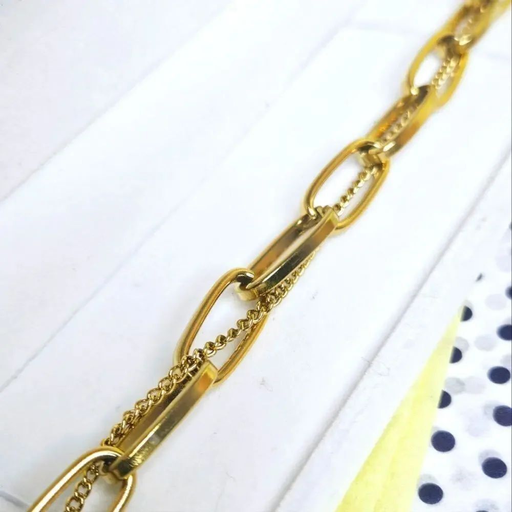Double Chain Link Bracelet on 14K Yellow Gold over 925 Sterling Silver - Picture 5 of 8
